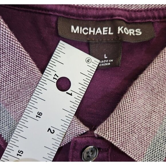 Michael Kors Men’s Plum Purple Polo Shirt Short Sleeve Size Large Y2K Old Money - Picture 3 of 16